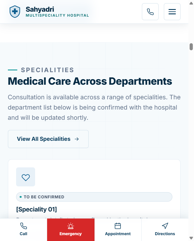 Sahyadri Multispeciality Hospital — website preview by LeadLogic Solution